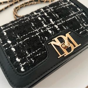 Badgley Mischka black Wool small chain cross-body Handbag Vegan Leather